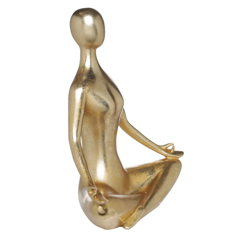 Статуэтка, 26 см, полирезин, золотистая, Поза лотоса, Face, image-1
