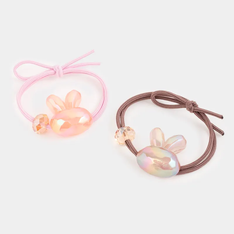 Резинка для волос, 6 см, 2 шт, детская, акрил, фиолетовая/розовая, Зайки, Gracile