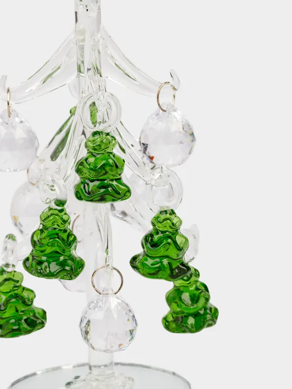 Статуэтка, 15 см, с подвесками, стекло, серебристая, Ель с игрушками, Christmas vitreous, image-1