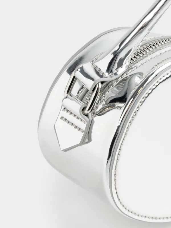 Сумка женская, 22х10 см, с ручкой, полиуретан, серебристая, Plenden, image-2