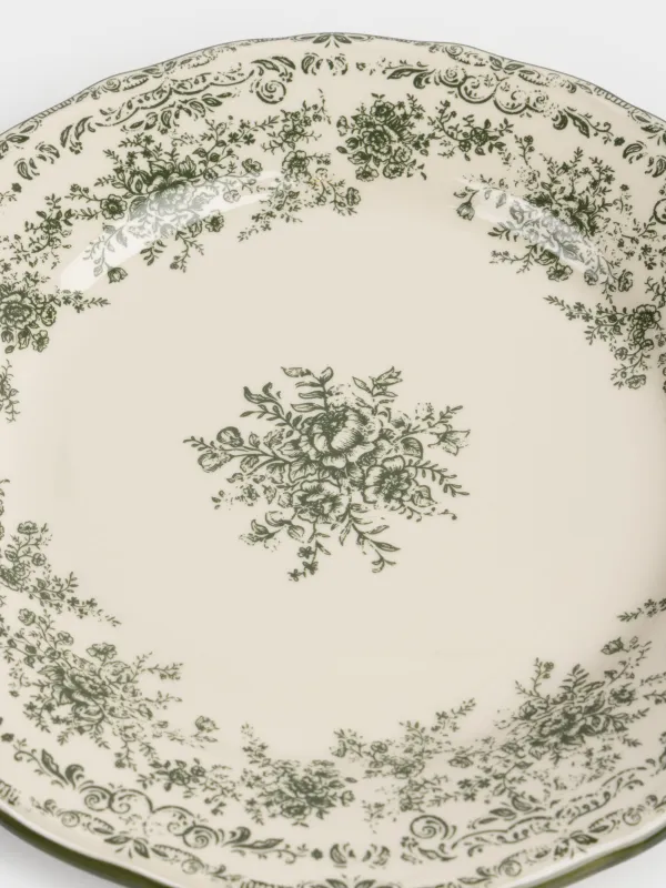 Тарелка обеденная, 28 см, фарфор P, молочная, Зеленые цветы, Green lace, image-4
