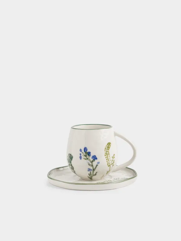 Пара чайная, 230 мл, Луговые цветы на кракелюре, Floral meadow, image-0