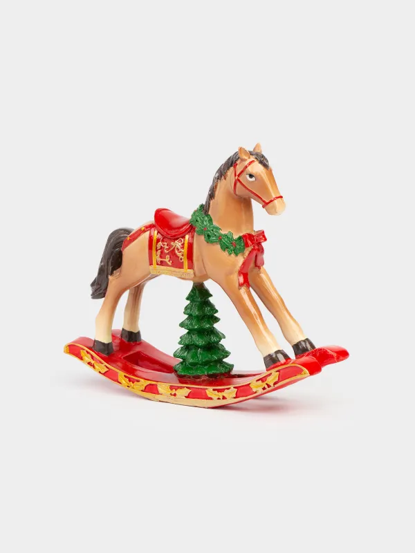 Статуэтка, 22 см, полирезин, коричневая, Лошадка-качалка, Horse christmas, image-2