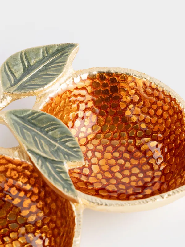 Менажница, 20x21 см, 2 отд, металл, оранжево-золотистая, Апельсины на ветке, Fantastic R, image-2