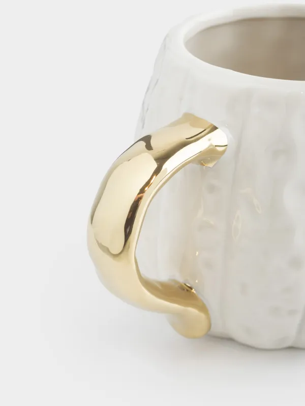 Кружка, 480 мл, фарфор P, молочно-золотистая, Тыква, Golden glow, image-2