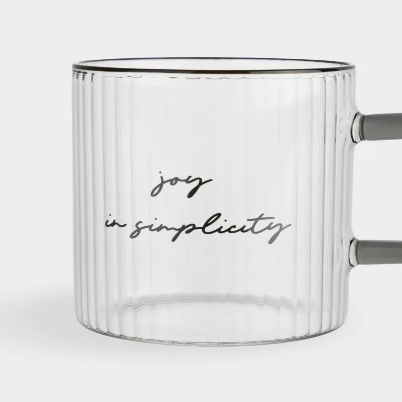 Кружка, 420 мл, стекло Р, черная ручка, Joy in simplicity, Ribby font, image-1