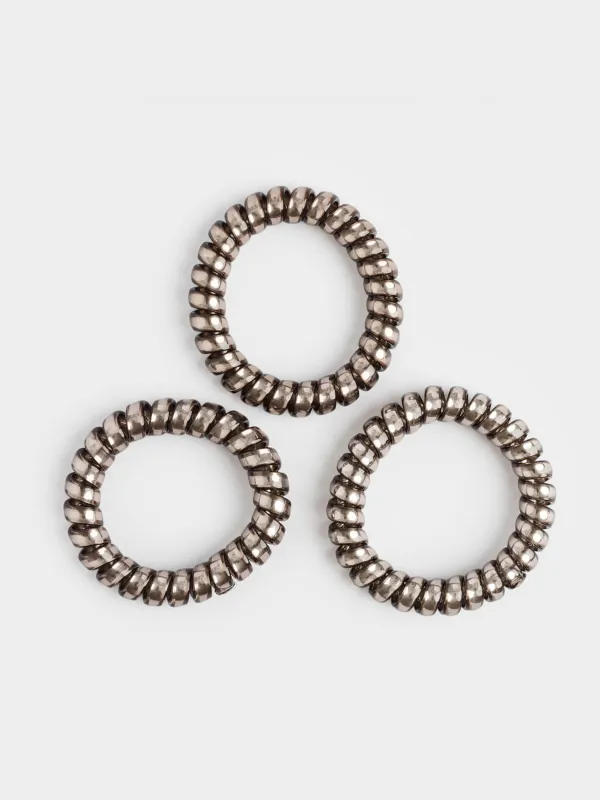 Резинка для волос, 5 см, 3 шт, ТПУ, серая, Спираль, Helix, image-0