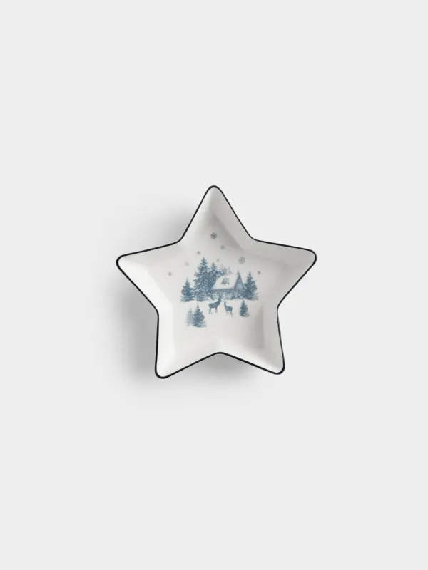 Блюдо, 17х16х4 см, Звезда, Дом в лесу, Winter tale, image-1