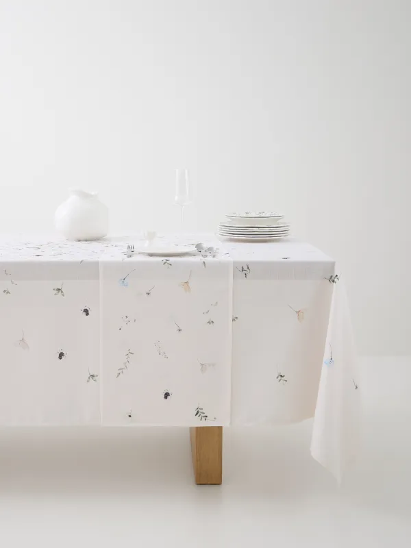 Дорожка настольная, 40х160 см, полиэстер, молочная, Весенние цветы, Flowery, image-2