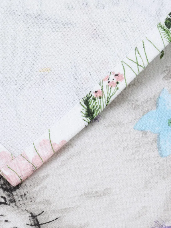 Полотенце кухонное, 40х60 см, хлопок, белое, Кролик в цветах, Rabbit in flowers, image-5