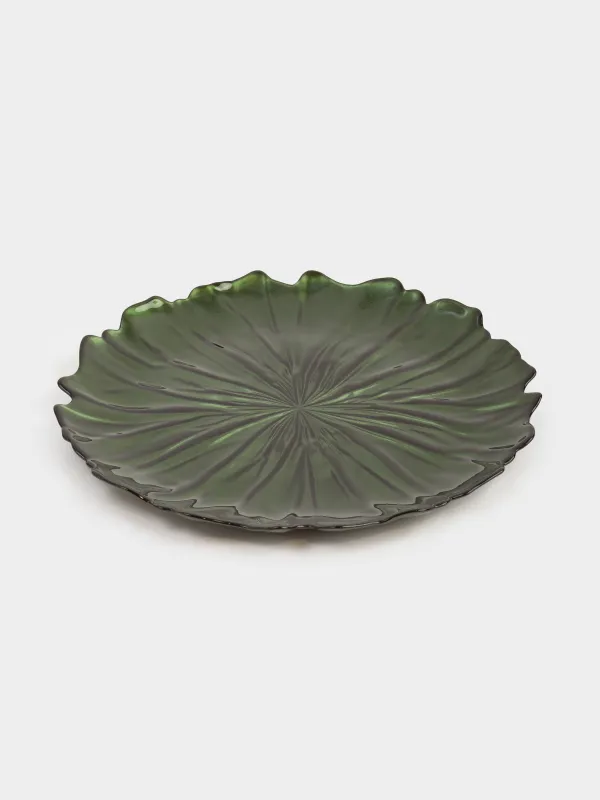 Тарелка обеденная, 28 см, стекло, зеленая, Verge, image-2