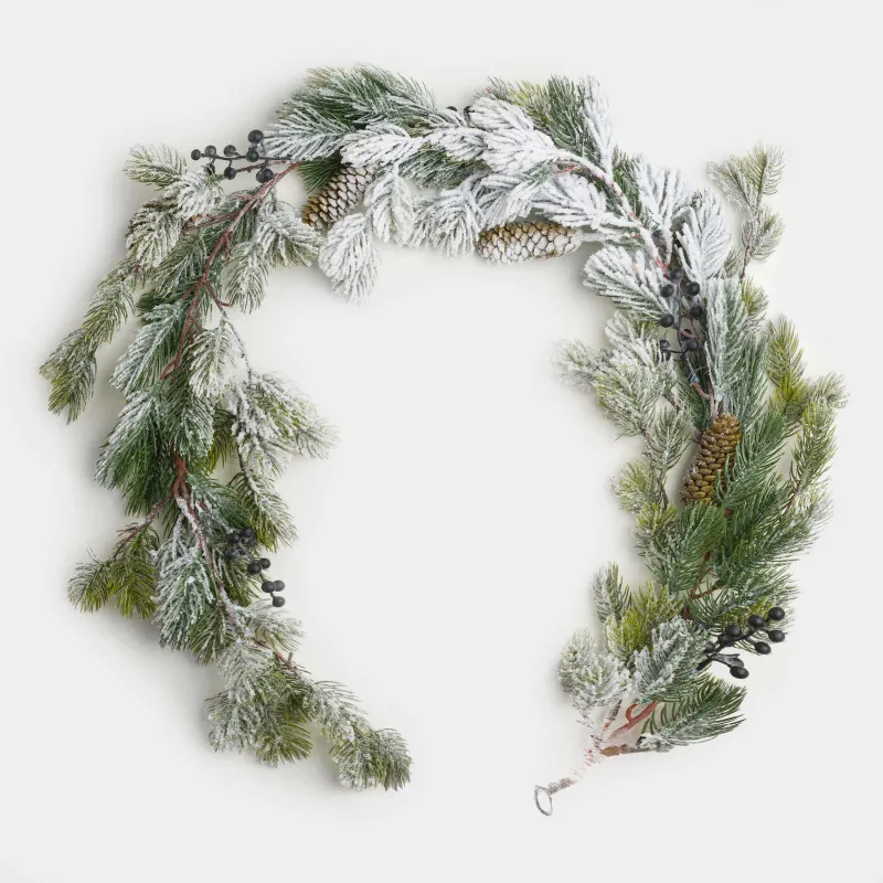 Гирлянда декоративная, 1,3 м, пластик/пенопласт, Синие ягоды и шишки на ветках, Blue berry, image-0