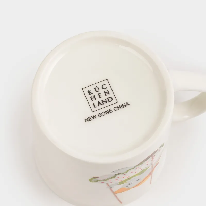 Кружка, детская, 300 мл, фарфор N, белая, Крольчиха на качелях, Ideas life, image-3