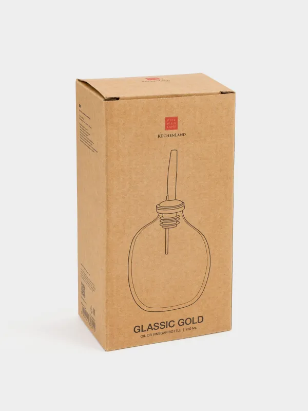 Бутылка для масла или уксуса, 250 мл, с дозатором, стекло/металл, Classic gold, image-2
