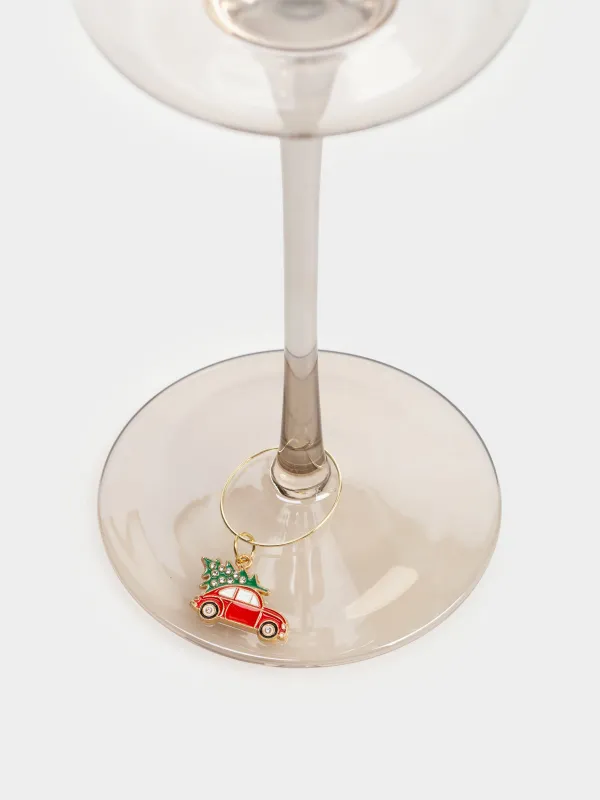 Подвеска для бокала, 6 шт, металл/стразы, Новогодние символы, Christmas time, image-4