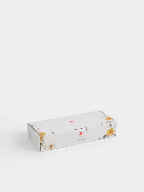 Пара чайная, 6 перс, 12 пр, 220 мл, фарфор N, белая, Желтые цветы, Floweri, image-7