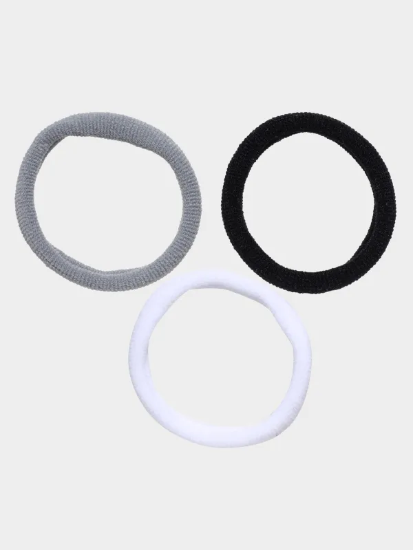 Резинка для волос, 5 см, 12 шт, полиэстер, серая/белая/черная, Basic, image-0