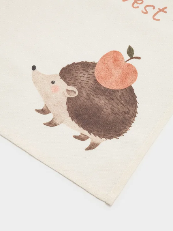 Полотенце кухонное, 40х60 см, хлопок, бежевое, Еж с яблоком, Hedgehog apple, image-3