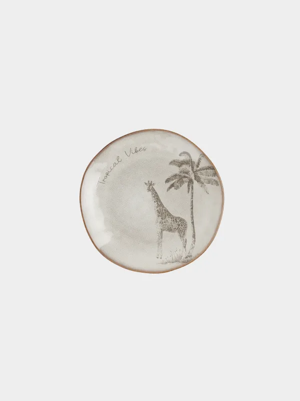 Тарелка закусочная, 22 см, Жираф и пальма, Tropical vibes, image-0