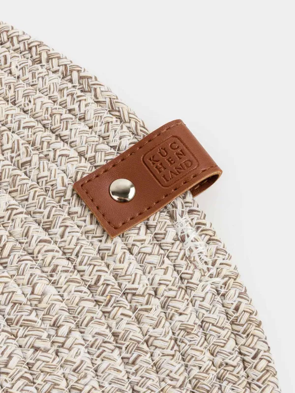 Салфетка под приборы, 38 см, полиэстер/хлопок, круглая, бежево-коричневая, Swivel, image-2