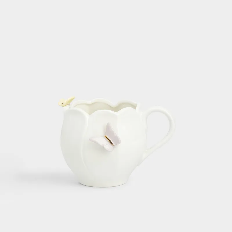 Кружка, 470 мл, фарфор P, молочная, Бабочки, Butterfly