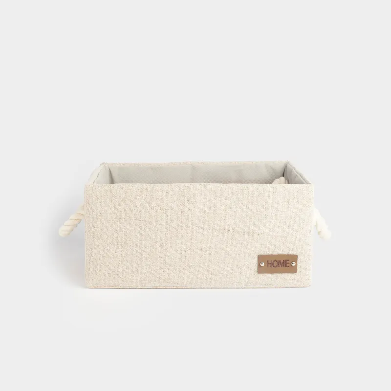Корзина для хранения, 28х18х13 см, с ручками, полиэстер, прямоугольная, бежевая, Everyday