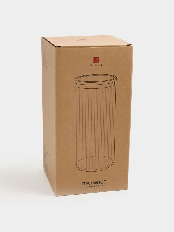 Банка для сыпучих продуктов, 1,7 л, стекло Б/дерево, Ravi wood, image-8