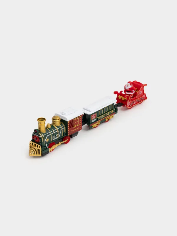 Железная дорога игрушечная, S, музыкальная, с подсветкой, пластик, Санта на санях, Game rail, image-8