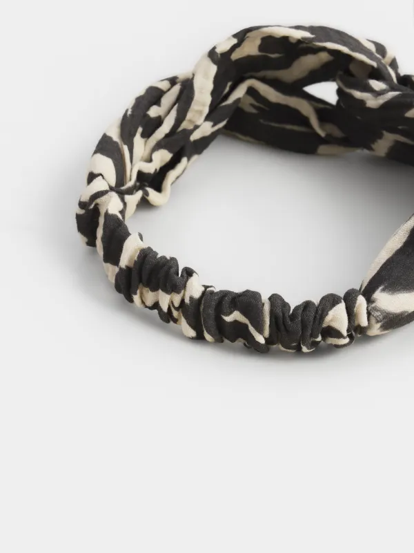 Повязка для волос, 23 см, полиэстер, черно-белая, Узоры, Hairstyle, image-3