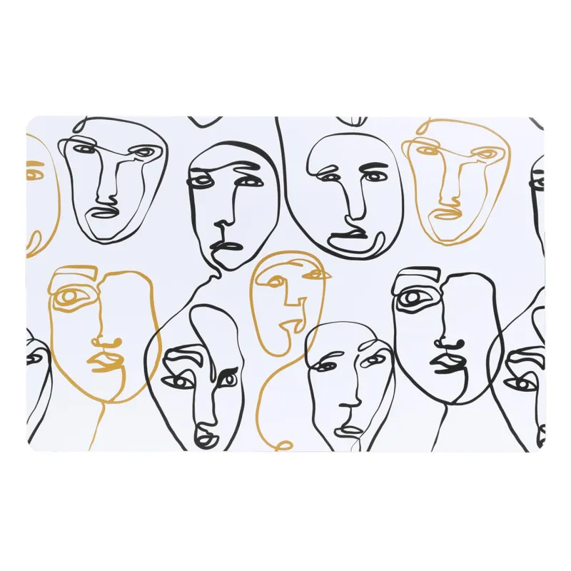Салфетка под приборы, 28x43 см, 2 шт, пластик, прямоугольная, белая, Контурные лица, Plastic print
