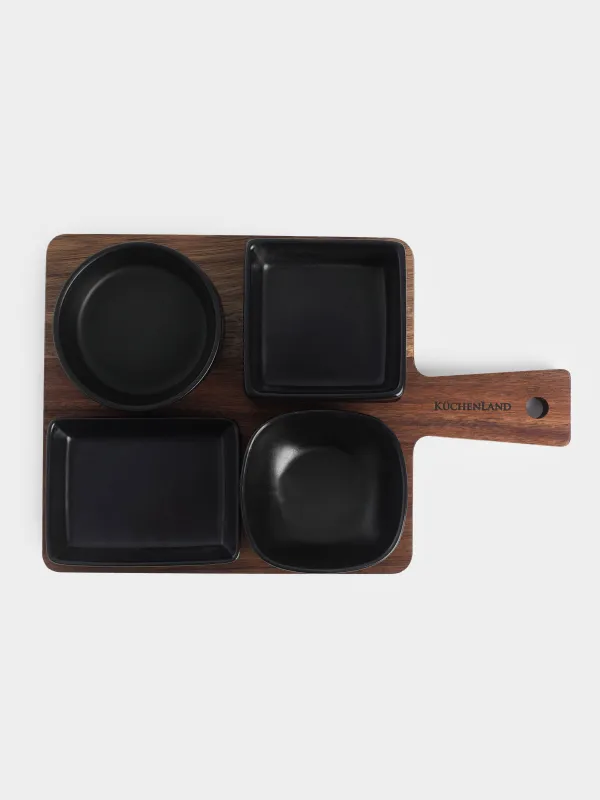 Набор для закусок, на подставке, Black style, image-3