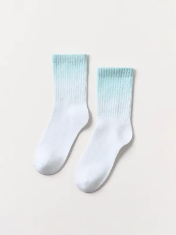 Носки детские, хлопок/полиэстер, ментолово-белые, Градиент, Rib gradient, image-0