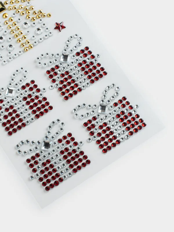 Набор наклеек, 9х17 см, одноразовые, ПВХ, Новогодние подарки, Christmas decal, image-2