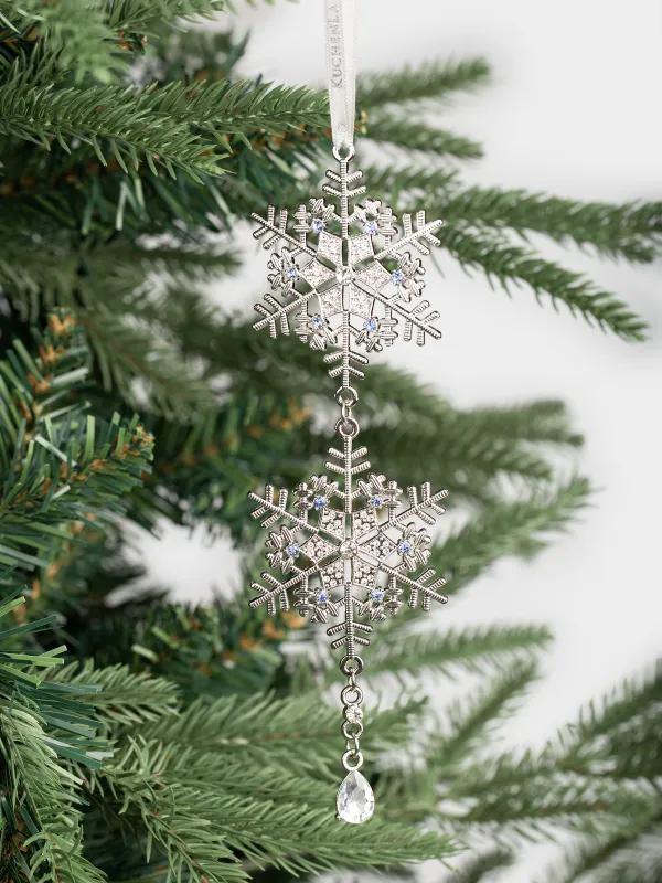 Игрушка елочная, 8 см, металл/стразы, серебристая, Снежинки, Figure christmas, image-3