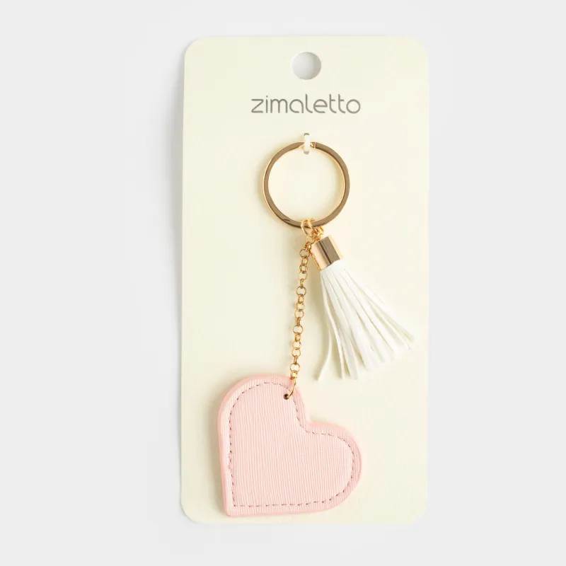 Брелок, 12 см, с кисточкой, полиуретан/металл, розовый, Сердце, Keychain heart, image-3