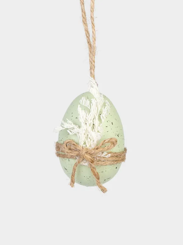 Подвеска декоративная, 6 см, пластик, зеленая, с сухоцветами, Яйцо, Natural Easter, image-1