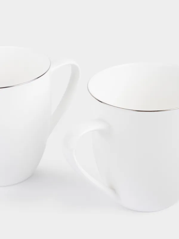 Кружка, с серебристым кантом, белая, Ideal silver, image-3