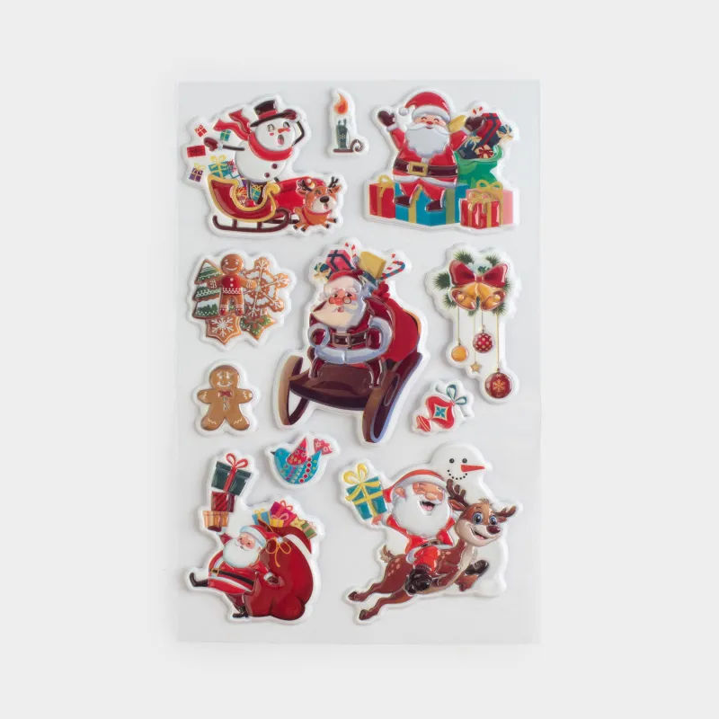 Набор наклеек, 10х16 см, многоразовые, ПВХ, Новогодний праздник, Christmas decal