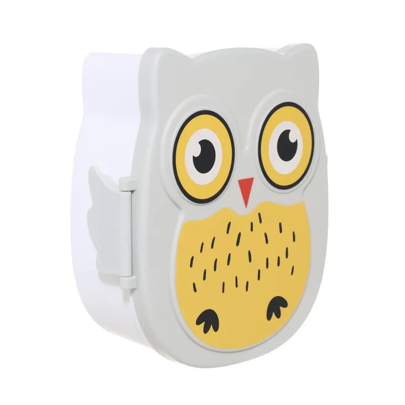 Контейнер, детский, 17х14 см, 2 отд, с клипсами, пластик, серый, Сова, Childhood, image-1