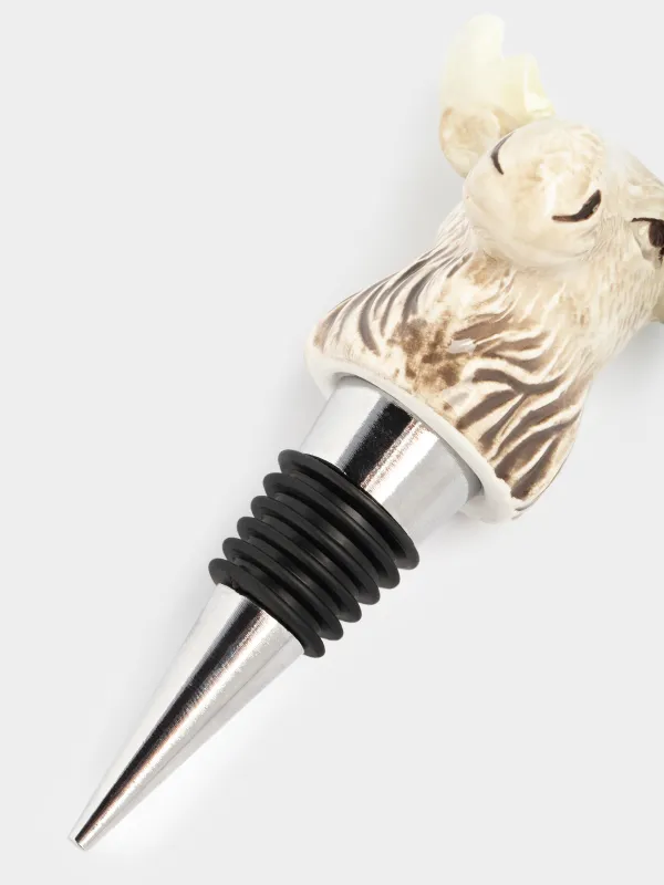 Пробка для винной бутылки, 12 см, сталь/керамика D, молочно-коричневая, Лось, Moose story, image-4