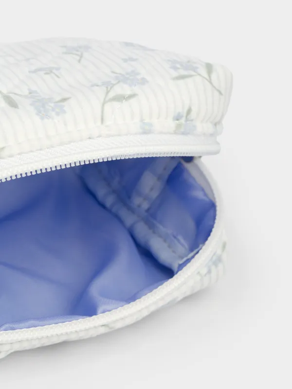 Косметичка, 15x10 см, стеганая, полиэстер, белая, Цветы, Stitch flowers, image-5