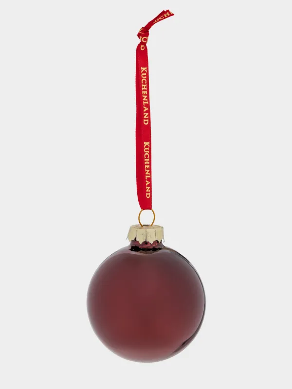 Набор елочных игрушек, 4 см, 8 шт, стекло, с блестками, бордовый, Шар, Ball sparkle, image-3
