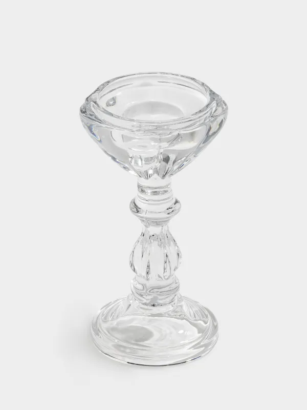 Подсвечник, 20 см, для одной свечи, на ножке, стекло, Clear, image-1