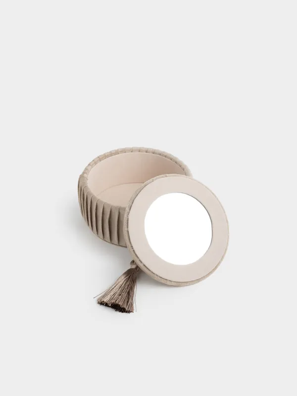 Шкатулка для украшений, 14 см, с кисточкой, бархат/МДФ, молочная, Velvet, image-4