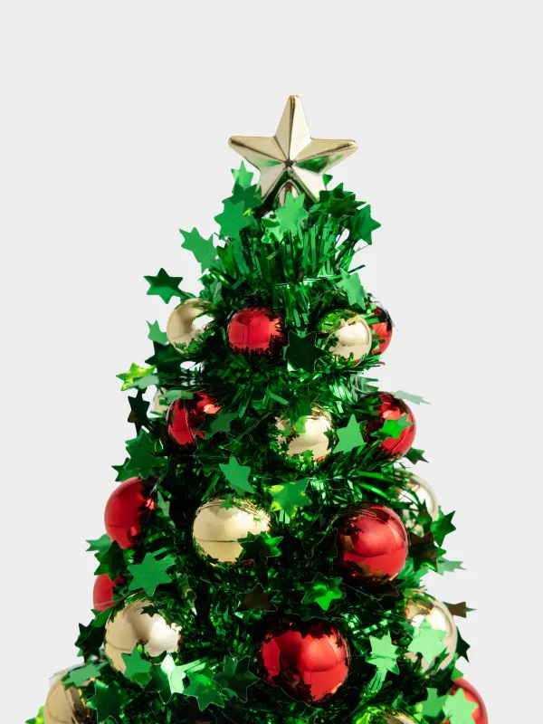 Ель искусственная, 20 см, Ель с шарами, Tinsel christmas, image-1