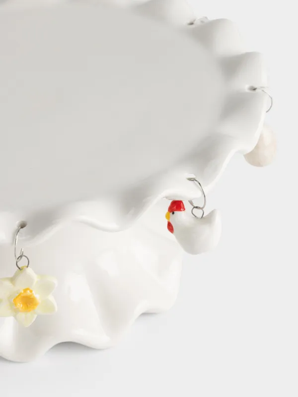 Блюдо на ножке, 22х9 см, с подвесками, Пасхальный микс, Natural Easter, image-2