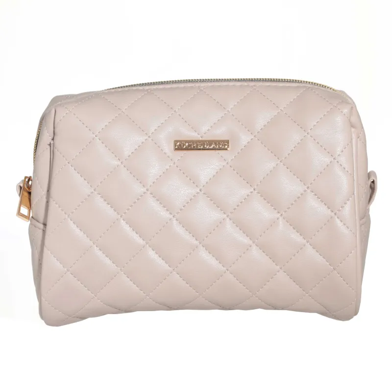 Косметичка, 21х13 см, стеганая, полиуретан, бежевая, Quilted, image-0