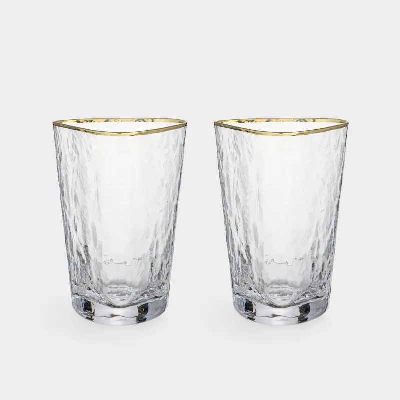 Стакан, 13 см, 400 мл, 2 шт, стекло, с золотистым кантом, Triangle Gold