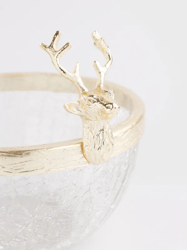 Пиала, 14х17 см, стекло/металл, золотистая, Олень, Arctic deer, image-4
