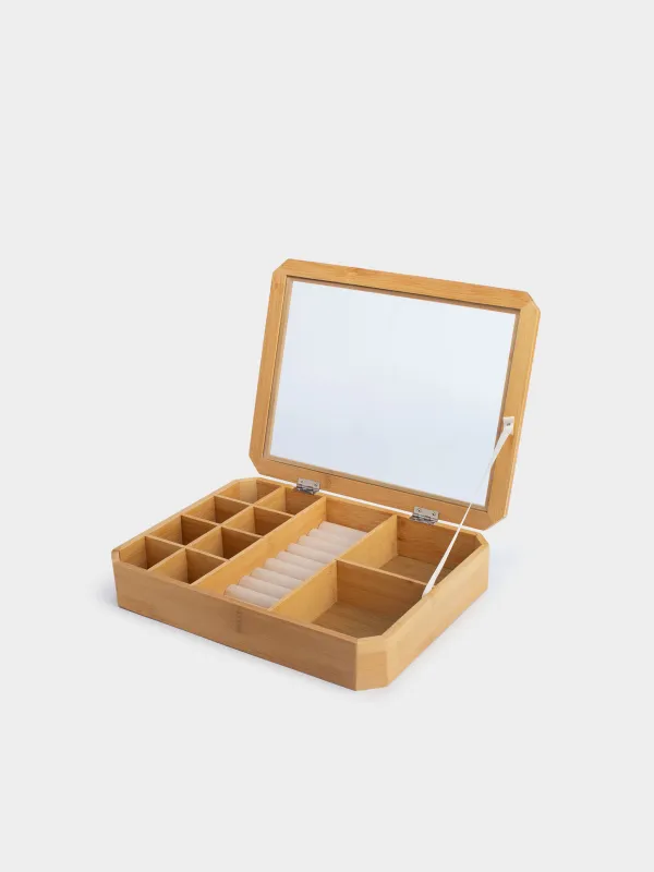 Шкатулка для украшений, 30х23 см, бамбук/стекло, Bamboo, image-1